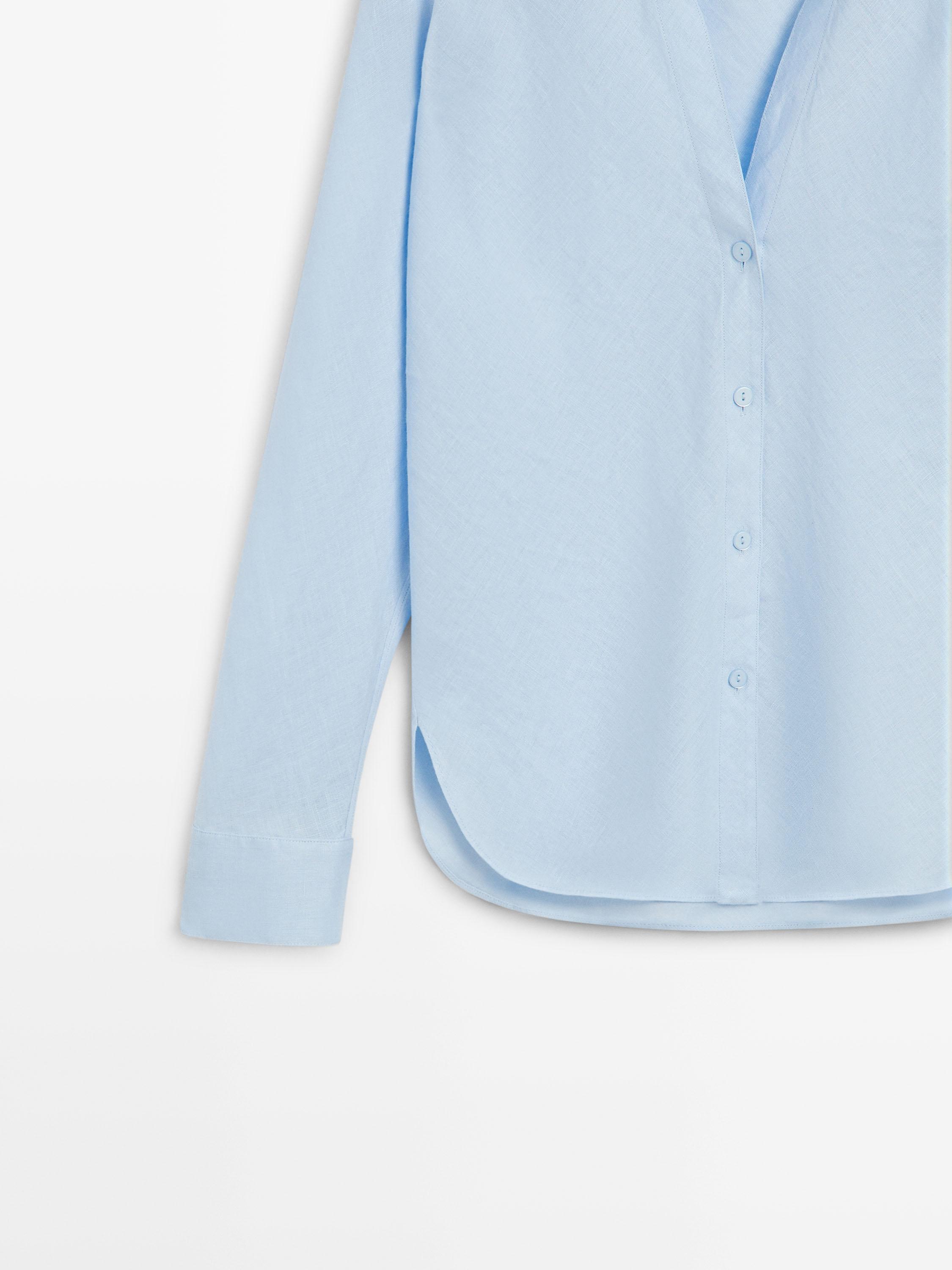 100% linen stand collar shirt