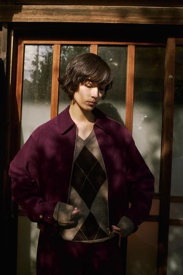 ボリュームボンバージャケットバーガンディZaraのボリュームボンバージャケット - バーガンディ 