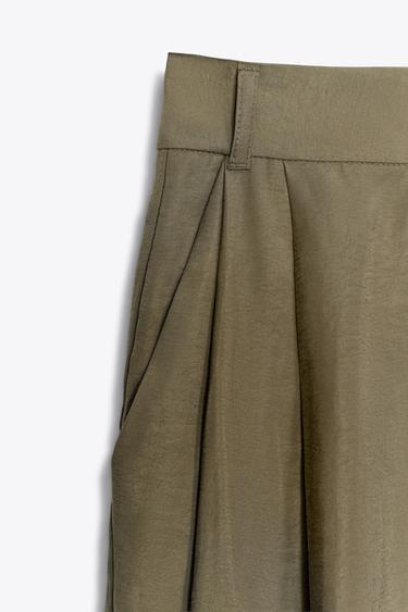 DOUBLE PLEAT TROUSERS WITH FLAPS - Dark khaki by Zara - Image 7