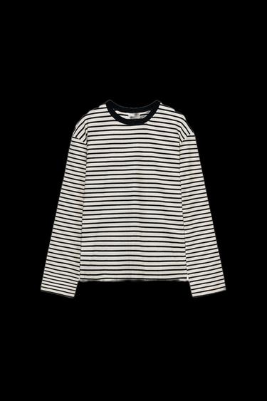 STRIPED LONG SLEEVE T-SHIRT - striped by Zara - Image 0