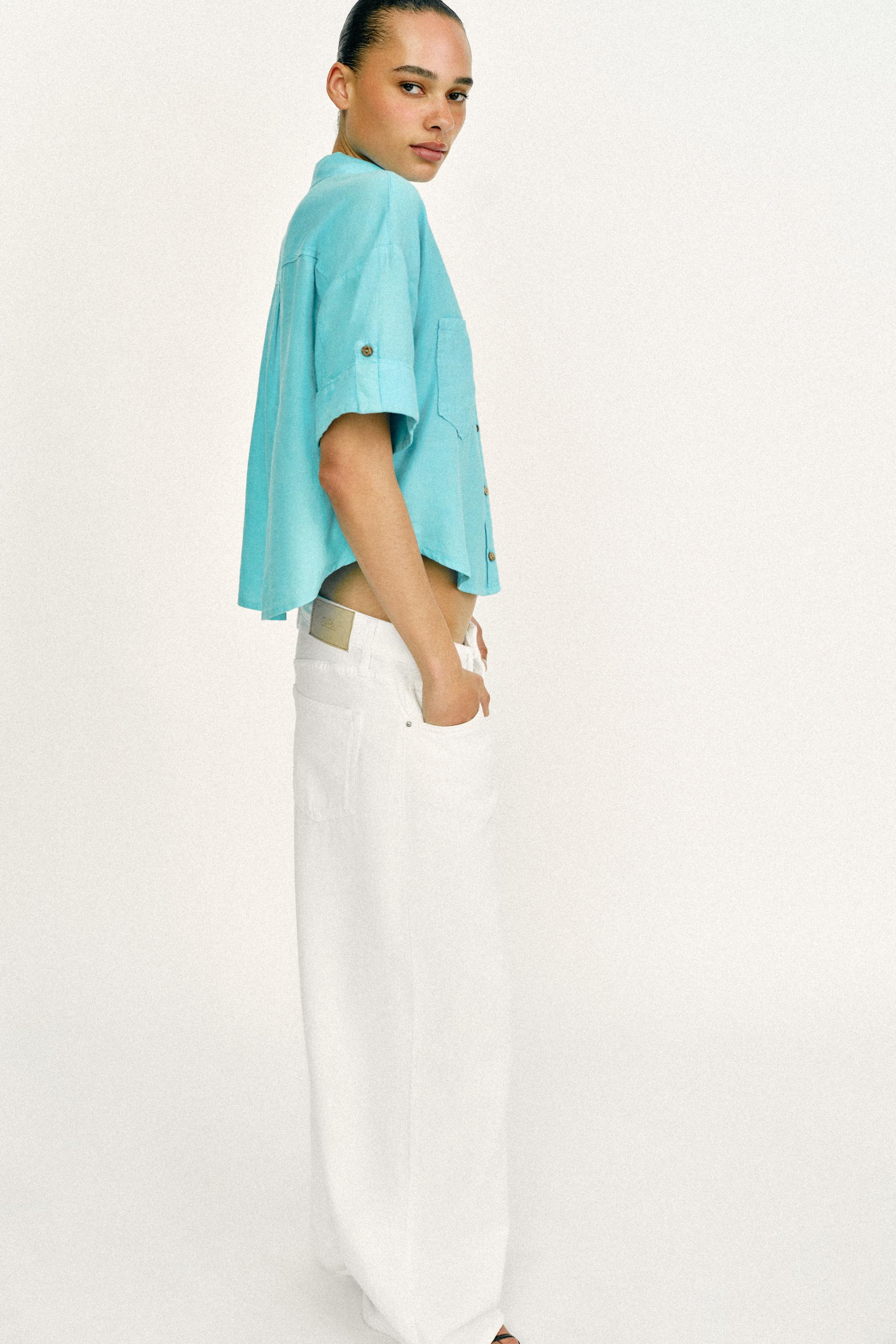 LINEN BLEND SHORT SHIRT