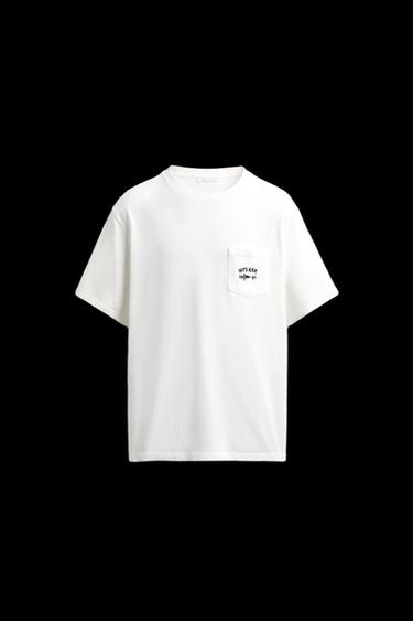 NAUTICAL EMBROIDERED POCKET T-SHIRT - Oyster-white by Zara - Image 0