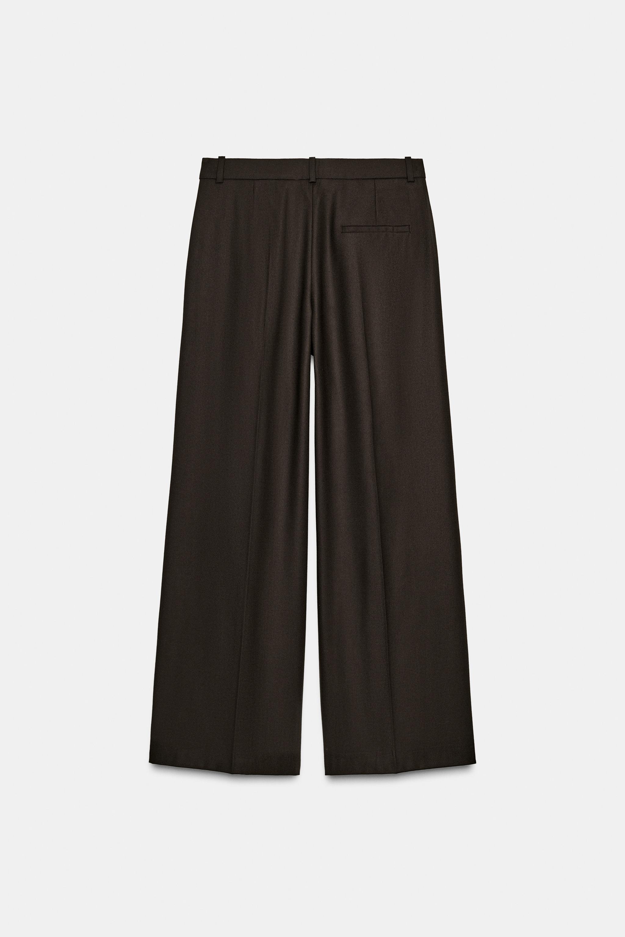 ZWコレクション ダーツ入りワイドレッグパンツ - ブラウン | ZARA