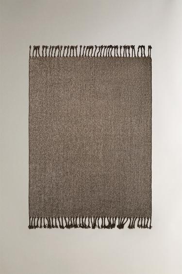 FRINGED THROW - Brown / Taupe by Zara
