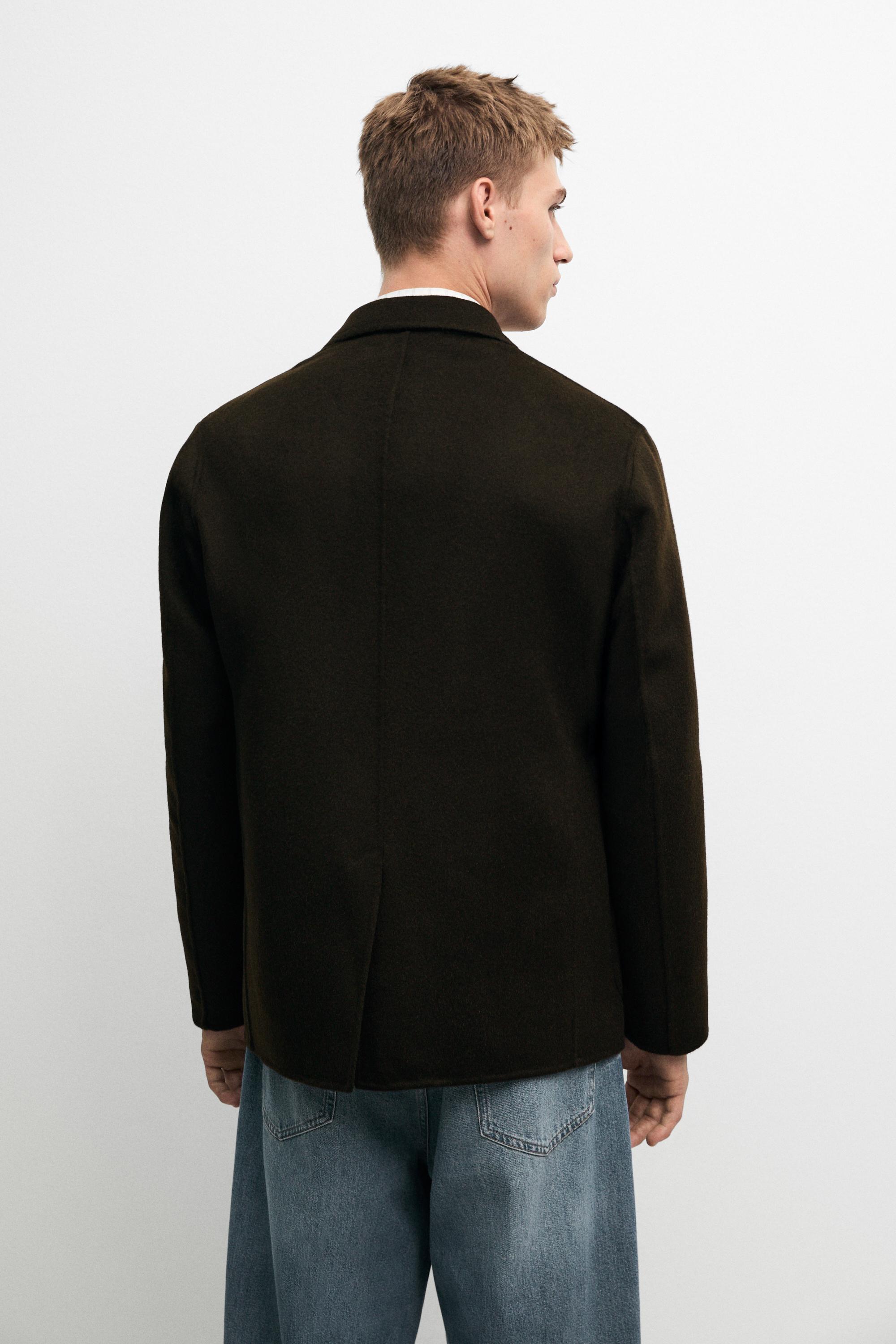 Double-layer wool blend blazer