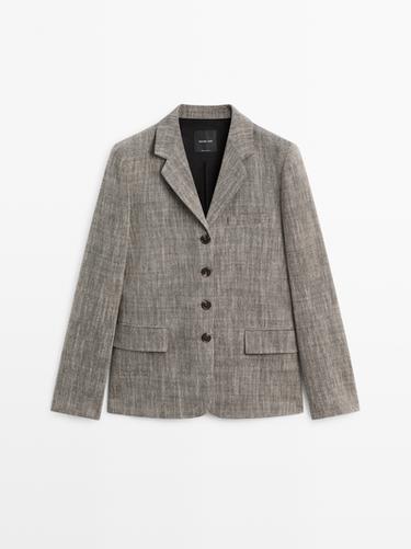 Zara Flecked wool blend blazer - Gray