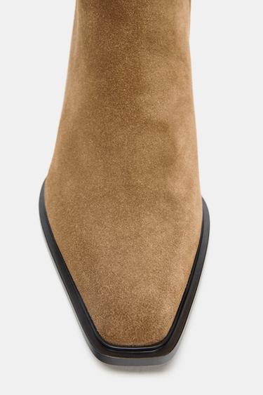 SPLIT SUEDE HEELED ANKLE BOOTS - SAND/BROWN by Zara - Image 7