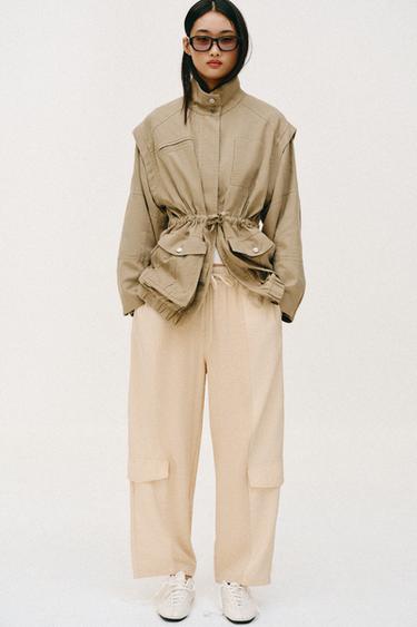 PANTALÓN BARREL COMBINADO - Arena / Vigoré de Zara