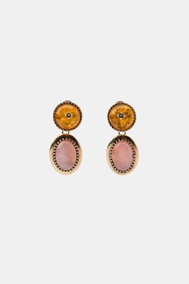 STONE SHAPE EARRINGS - Golden by Zara