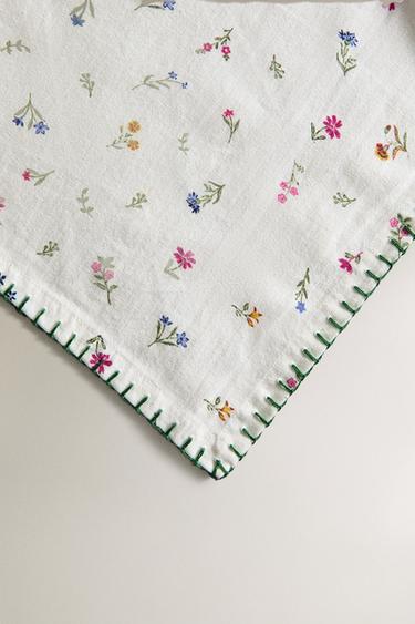 FLORAL PRINT COTTON TABLECLOTH - White by Zara - Image 2