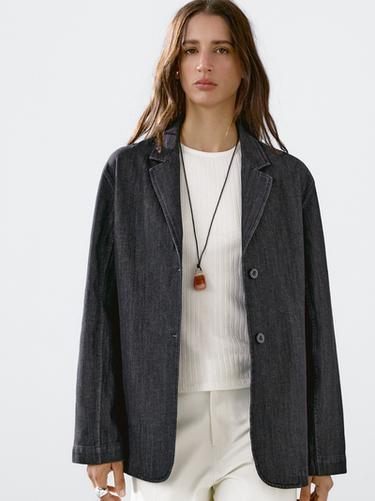 Americana denim loose fit - Negro de Zara