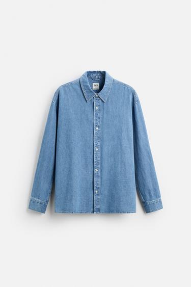 CAMISA DENIM - Azul-médio da Zara