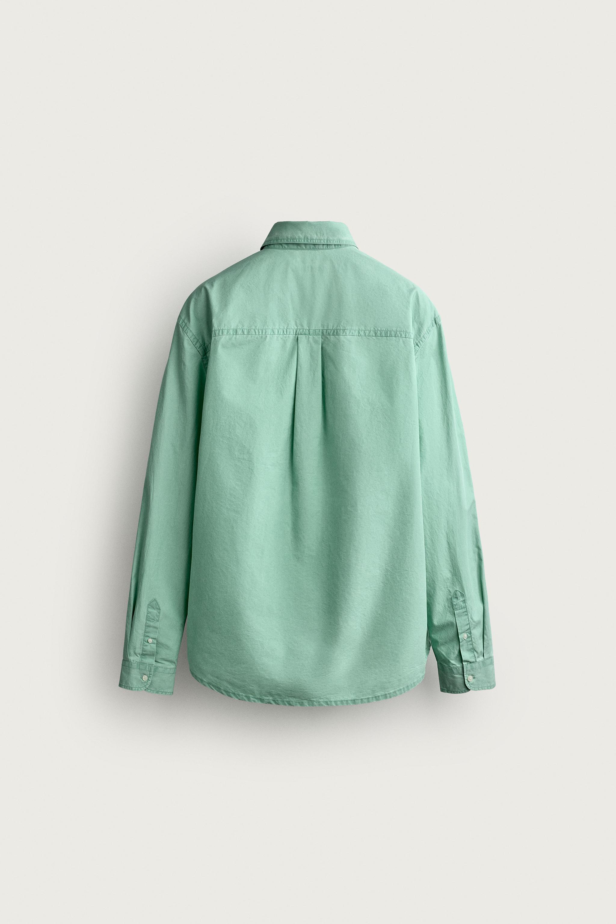 Мужские рубашки Zara WASHED REGULAR FIT SHIRT — фото 8