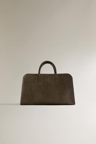NUBUCK LEATHER MINI TOTE BAG - أخضر الخاص بـ Zara