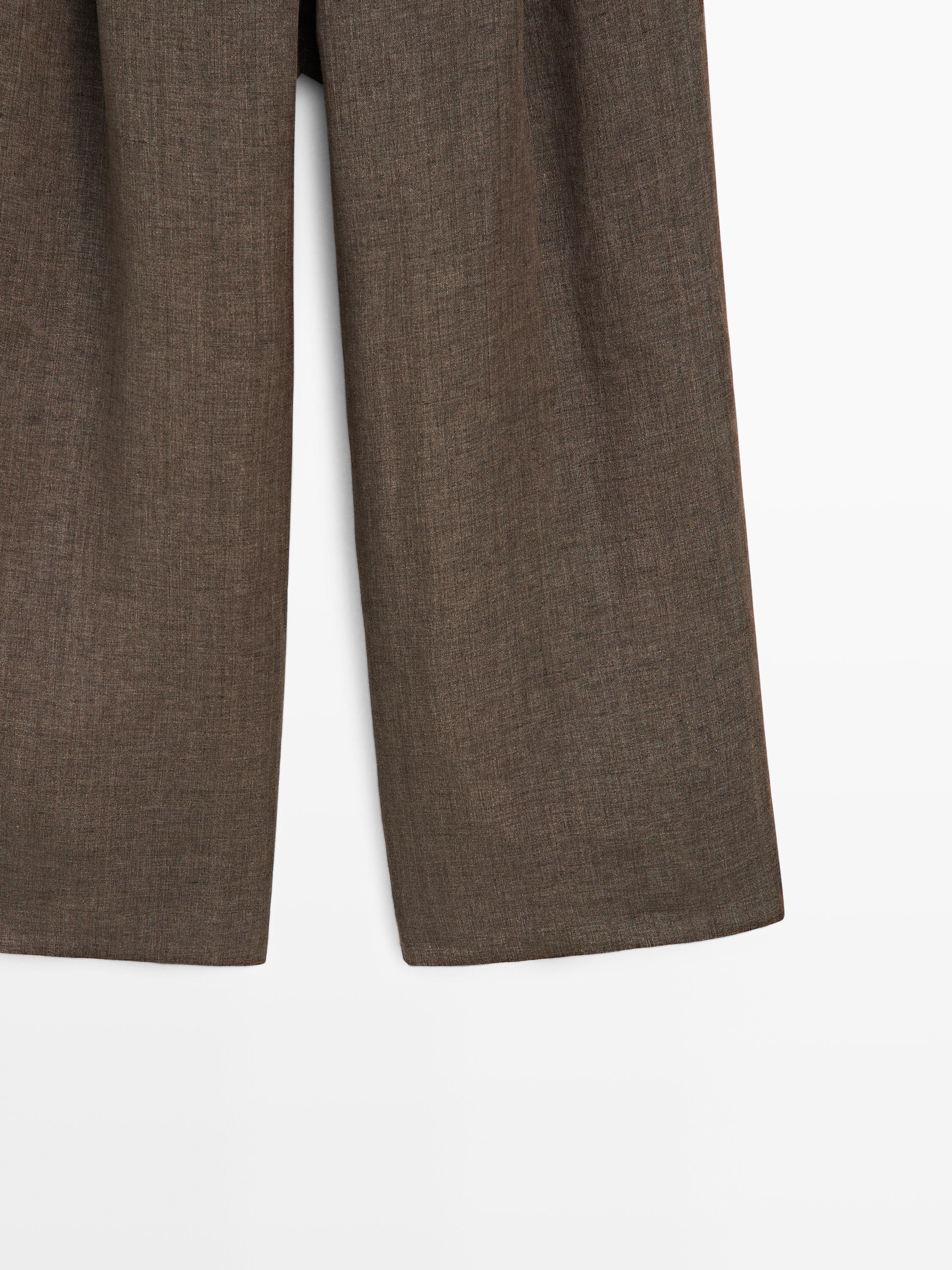Linen melange darted trousers