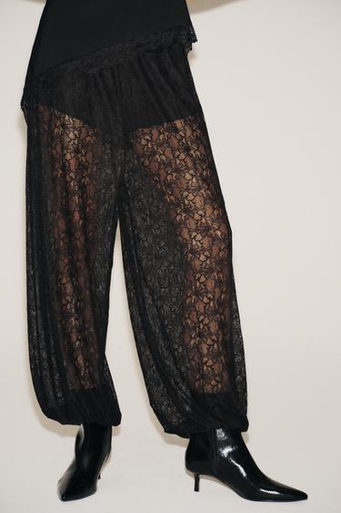 LACE BALLOON TROUSERS - Black by Zara - Image 1