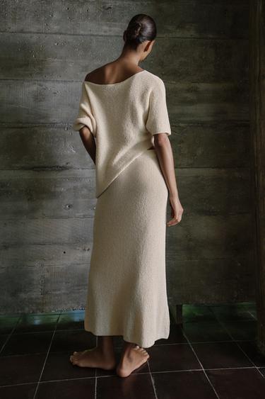 JUPE MI-LONGUE EN MAILLE - Sable de Zara - Image 3
