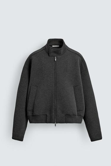 Zara 撞色衣領科技夾克 - 深灰色