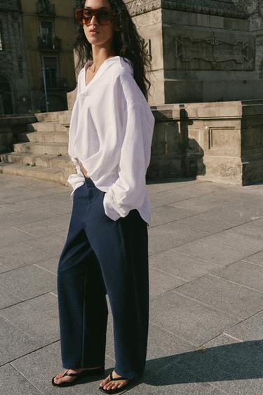 BARREL TROUSERS - Navy blue by Zara - Image 2