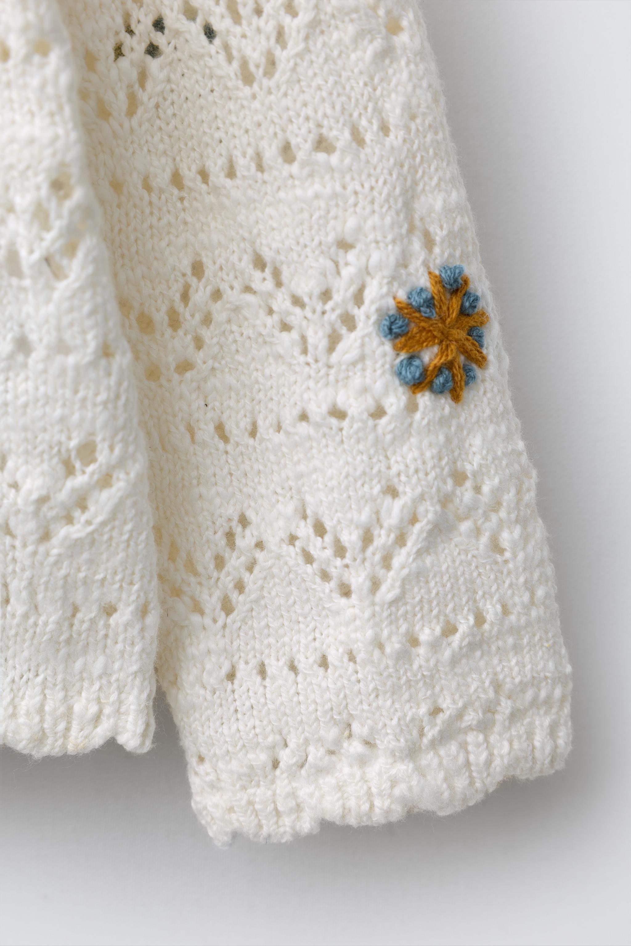 EMBROIDERED FLOWER OPENWORK CARDIGAN
