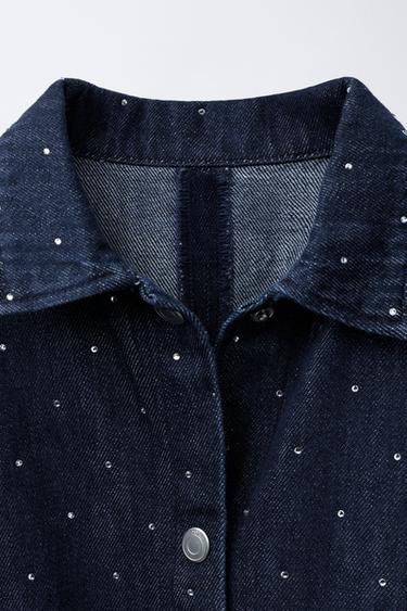 CHEMISE EN DENIM AVEC STRASS ET NŒUD - Bleu marine de Zara - Image 2
