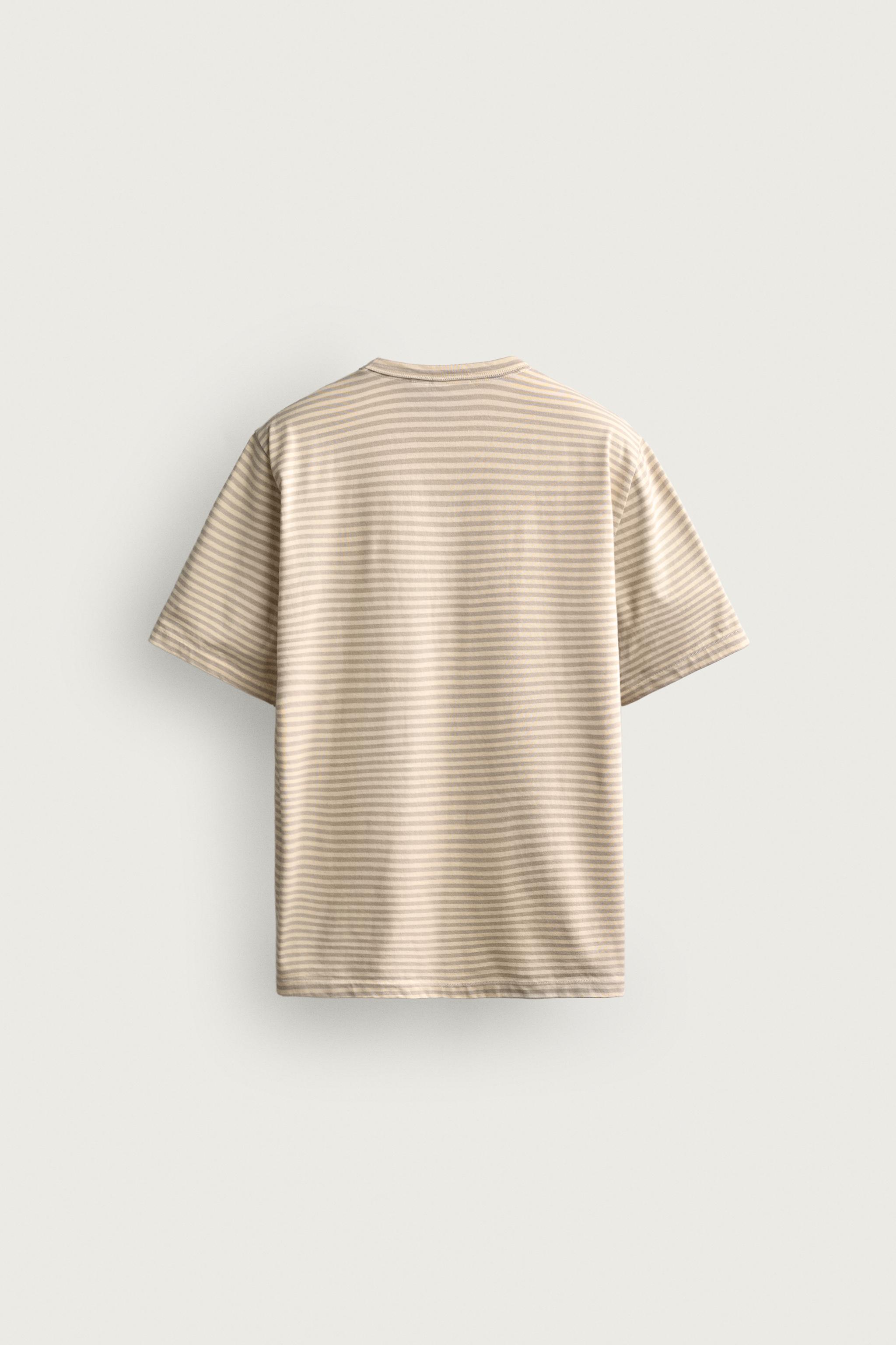 STRIPED JACQUARD POCKET T-SHIRT