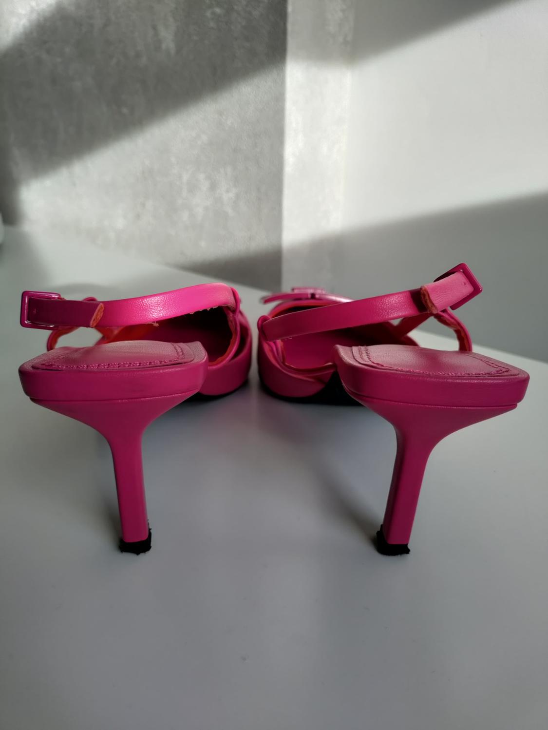 LEATHER BACKLESS HIGH HEEL SHOES - Image 3