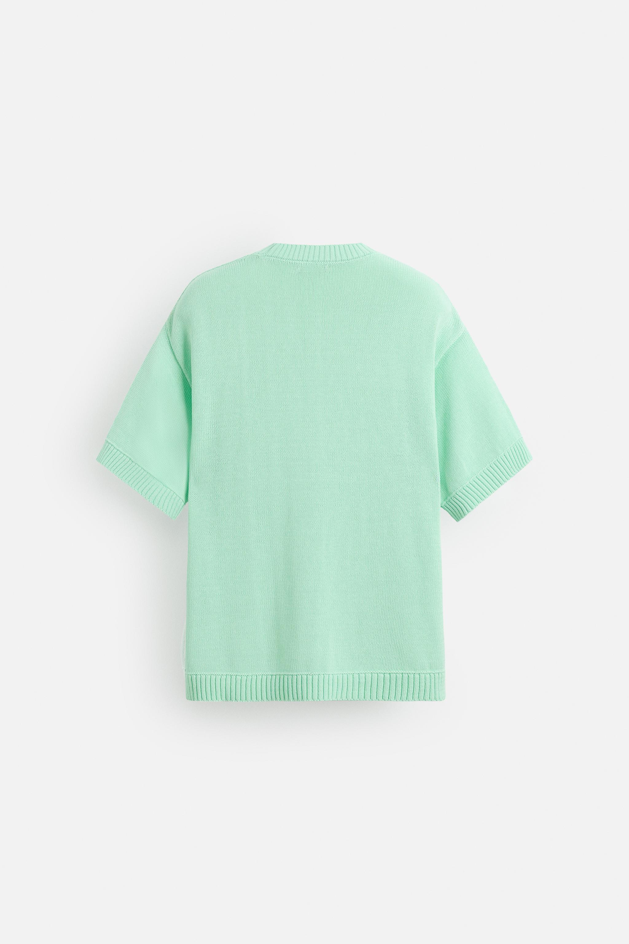 テクスチャーニットTシャツ - ウォーターグリーン | ZARA Japan
