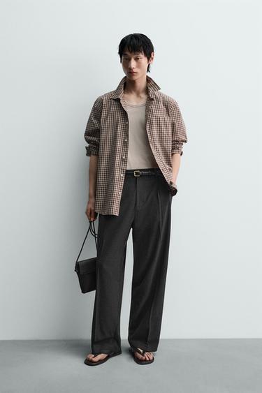 プリーツ入りフルイドパンツダークグレーZaraのプリーツ入りフルイドパンツ - ダークグレー 