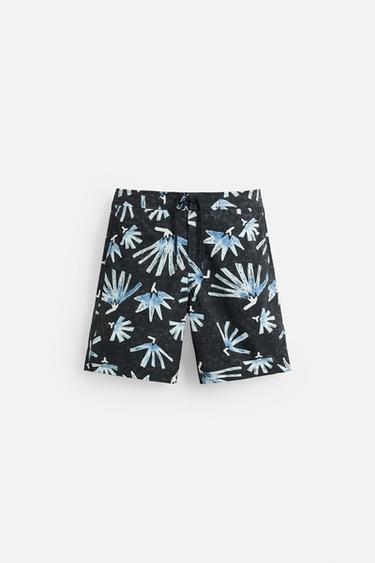 MAILLOT DE BAIN LONG À IMPRIMÉ FLORAL - Bleu marine de Zara