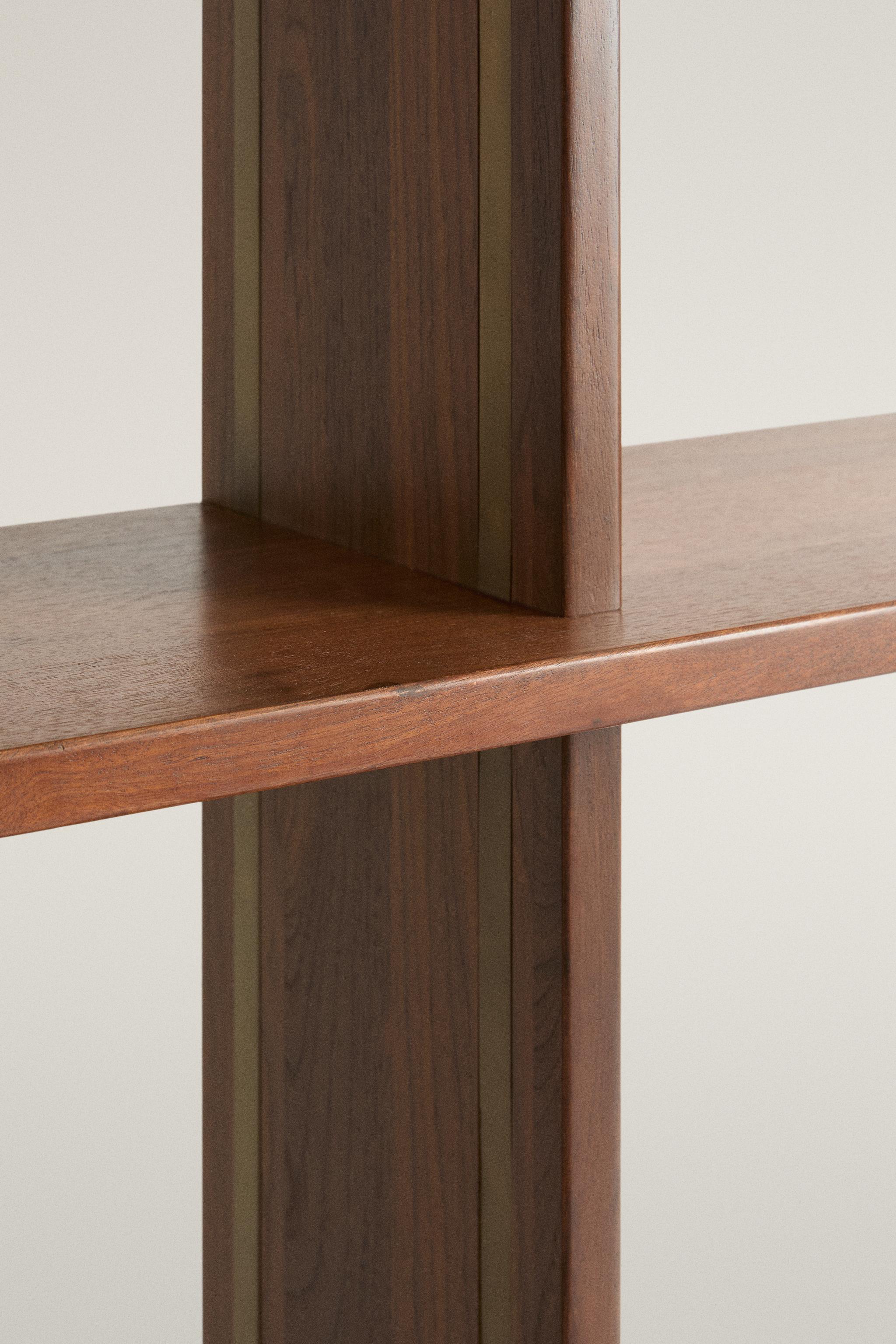 OPEN WOOD AND STEEL SHELVING UNIT