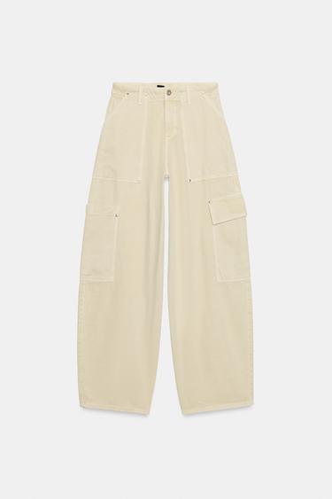 Z1975 MID-WAIST BARREL CARGO JEANS - Mid-ecru by Zara - Image 6