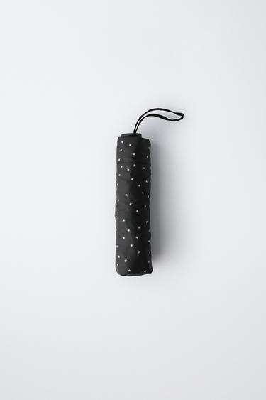 FOLDABLE STAR PRINT UMBRELLA — Anthracite grey 1