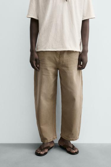 Zara RELAXED FIT JEANS WITH TWISTED SEAM - Sand