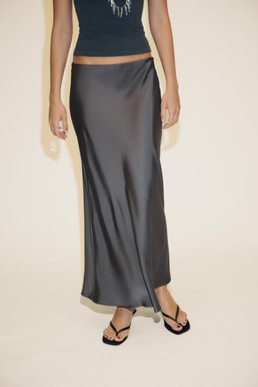 SAIA MIDI ACETINADA - Cinza-escuro da Zara