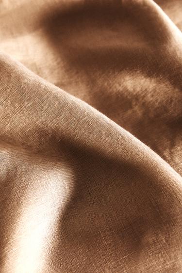 WASHED LINEN DUVET COVER (140 GXM²) - camel by Zara