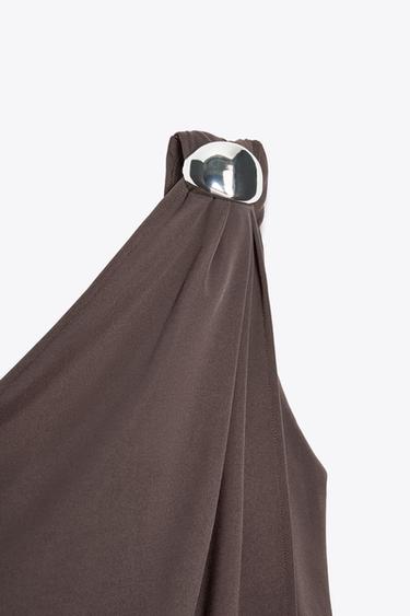 TOP EN CRÊPE ASYMÉTRIQUE - Marron de Zara - Image 7