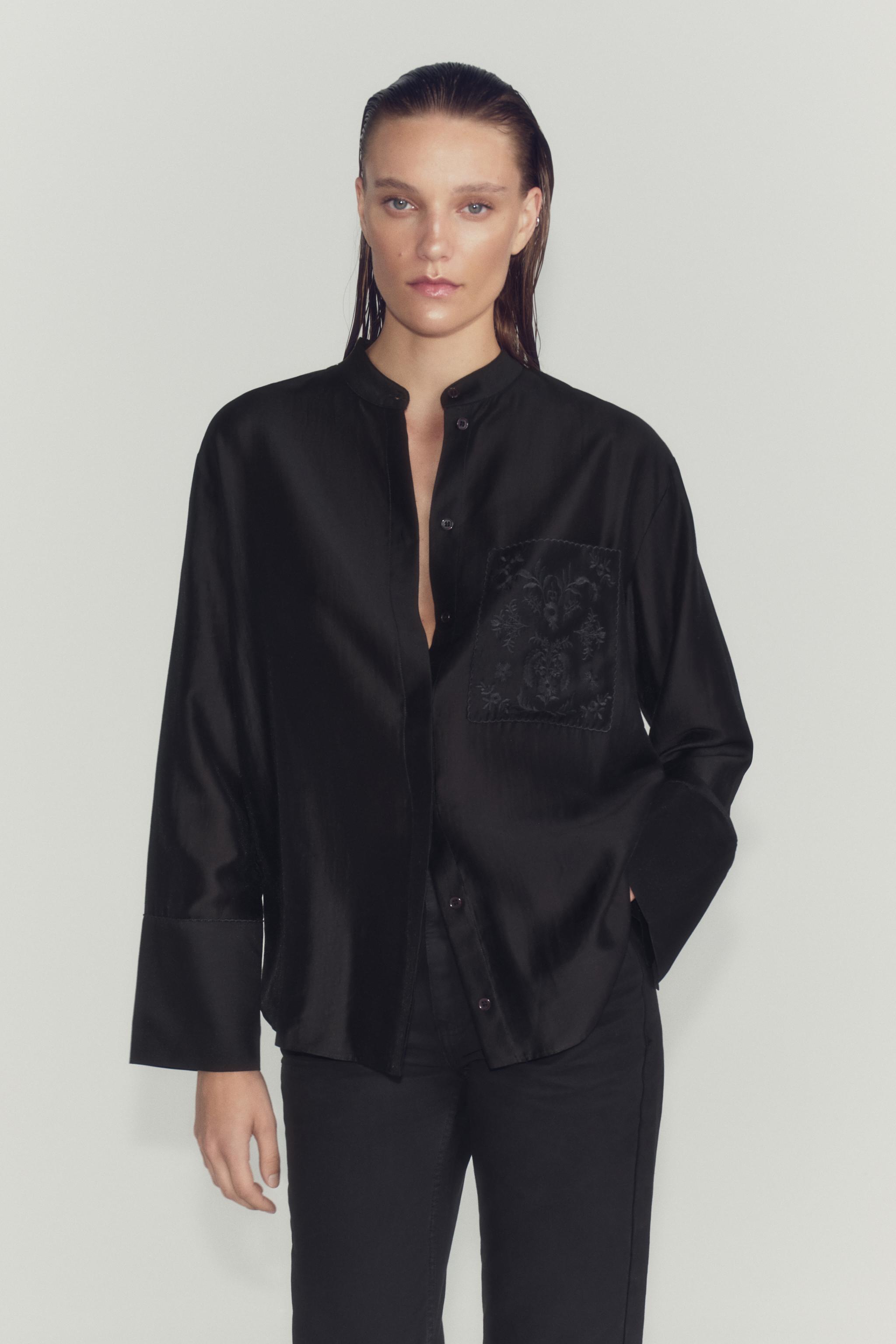 Zara ZW COLLECTION EMBROIDERED POCKET SHIRT — фото 2