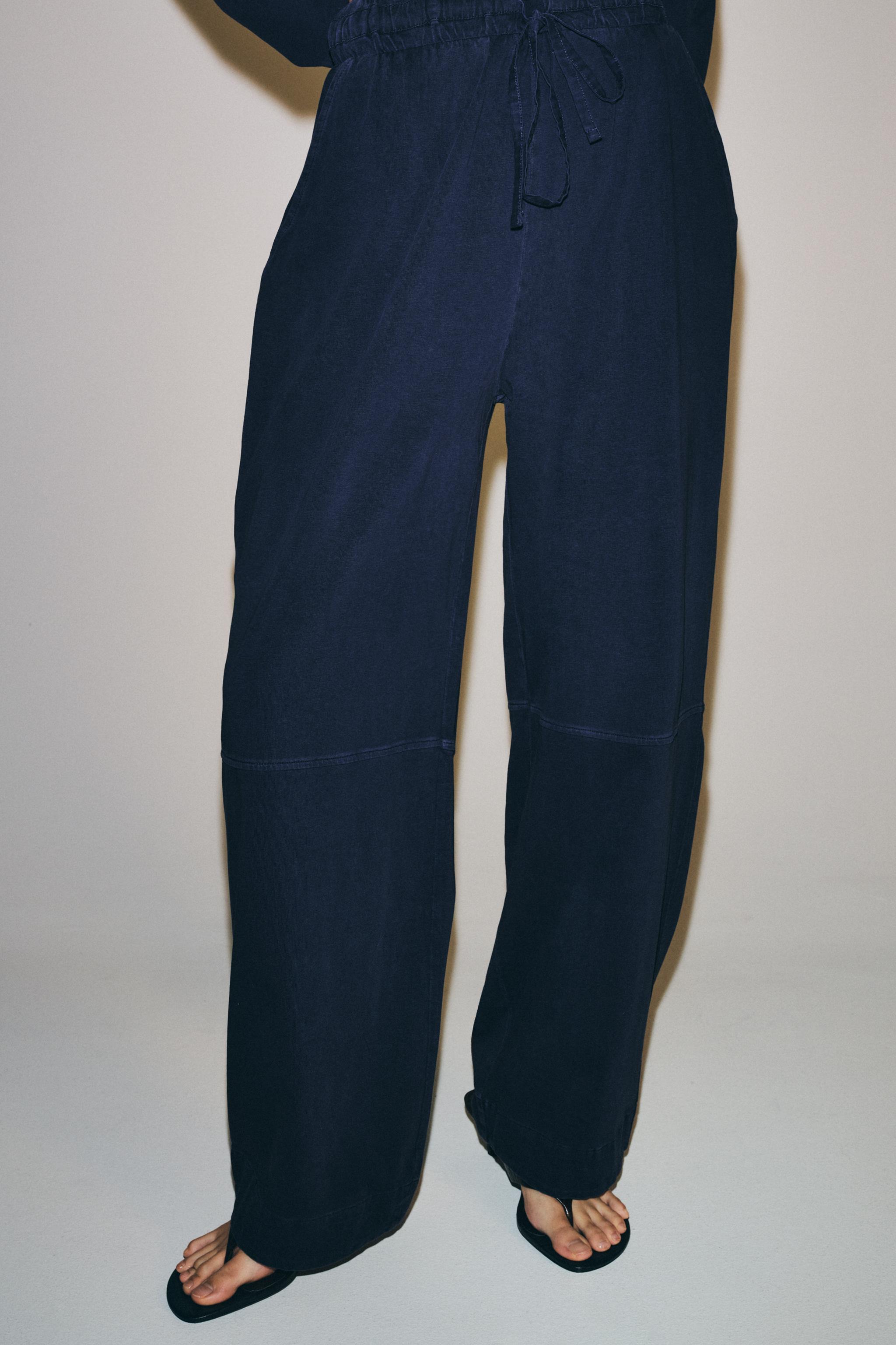 COTTON BALLOON PANTS — Blue