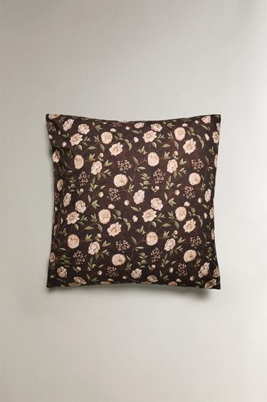 FLORAL PRINT PILLOWCASE - Brown by Zara - Image 1