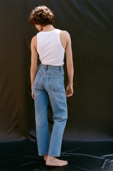 KORKEAVYÖTÄRÖISET MOM FIT -FARKUT TRF - Blue Zaralta