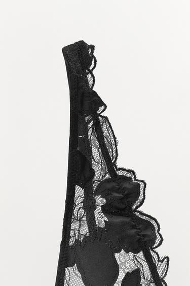 FLORAL LACE TRIANGLE BRALETTE - Black by Zara - Image 5