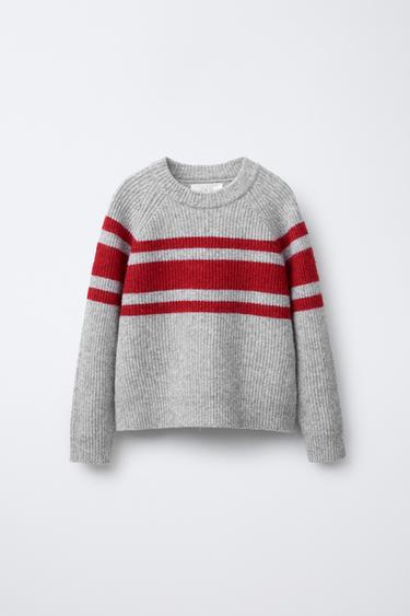 STRIPED KNIT SWEATER - Grey by Zara - Image 0