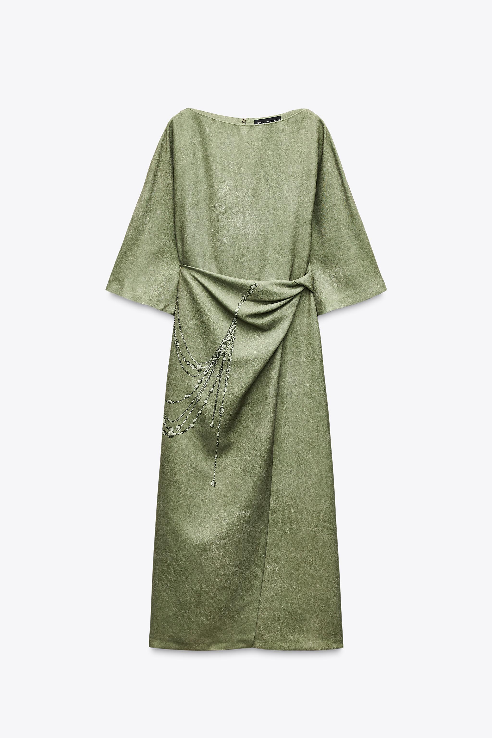 チェーンプリント柄ミディ丈ワンピース - マルチカラ― | ZARA