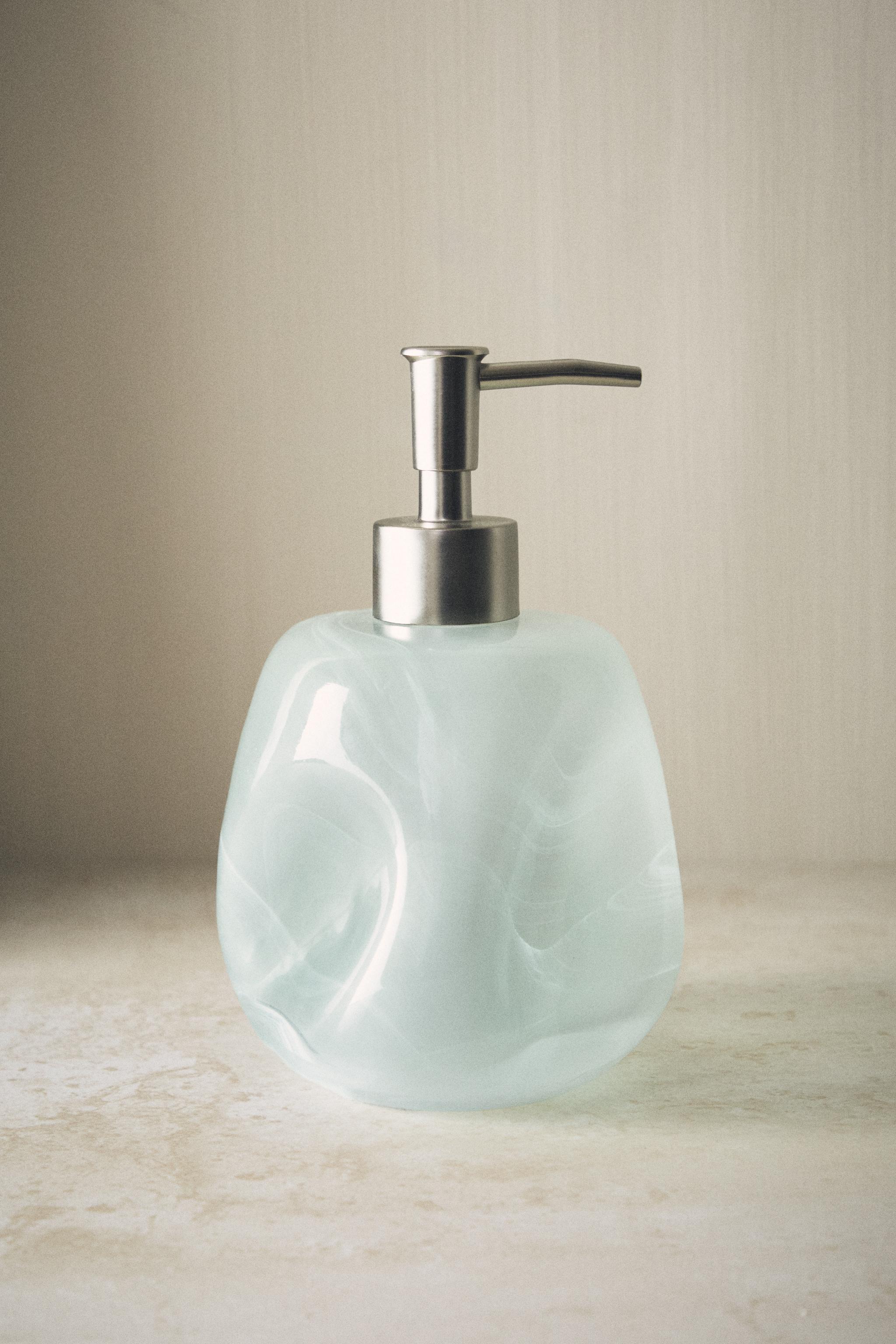 SHADED GREEN GLASS SOAP DISPENSER