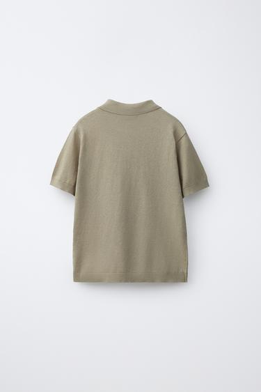 POLO EN COTON ET EN LIN - Kaki clair de Zara - Image 1