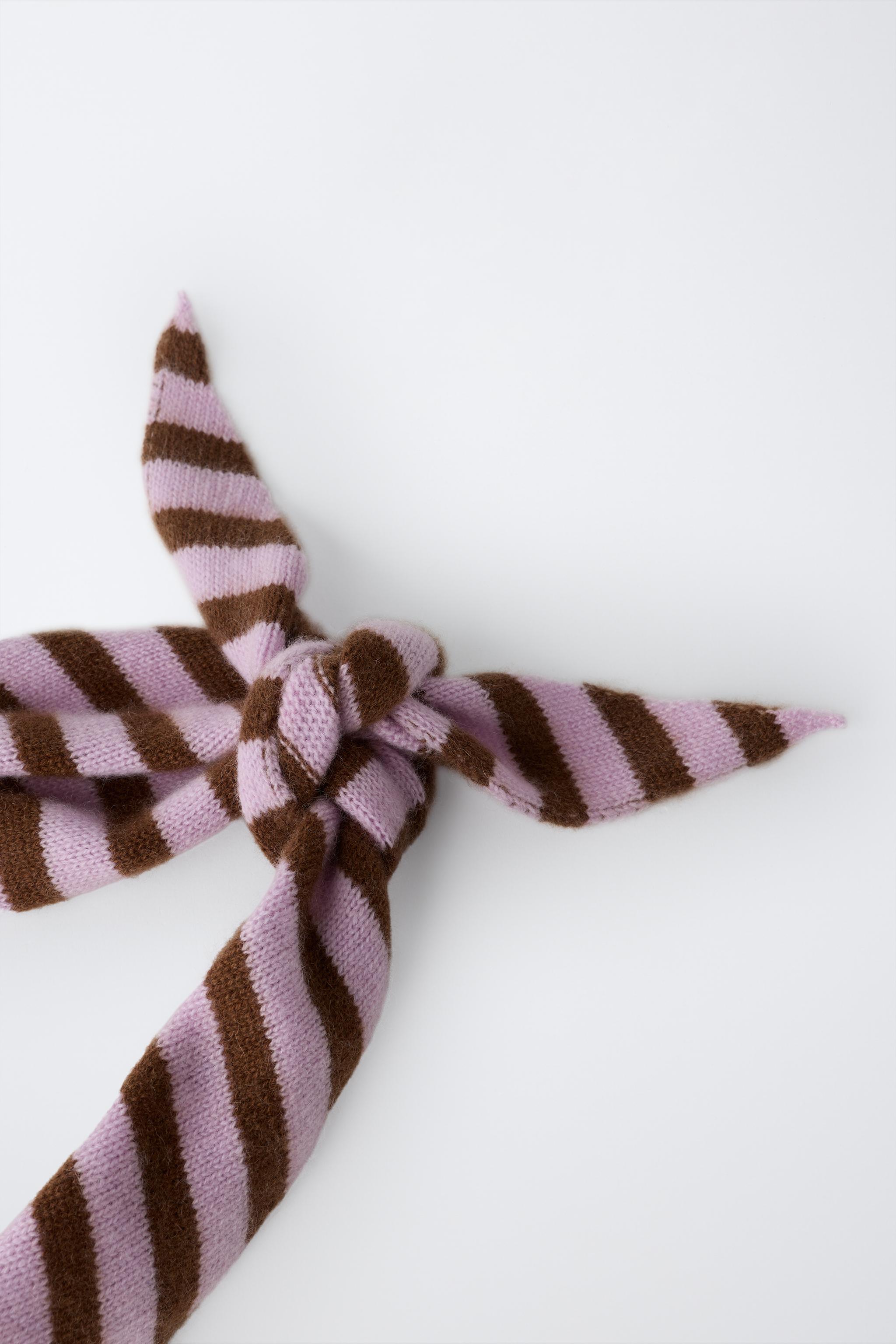 STRIPED 100% CASHMERE SCARF — Pink
