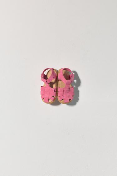 Zara BAREFOOT LEATHER FISHERMAN SANDALS - Pink