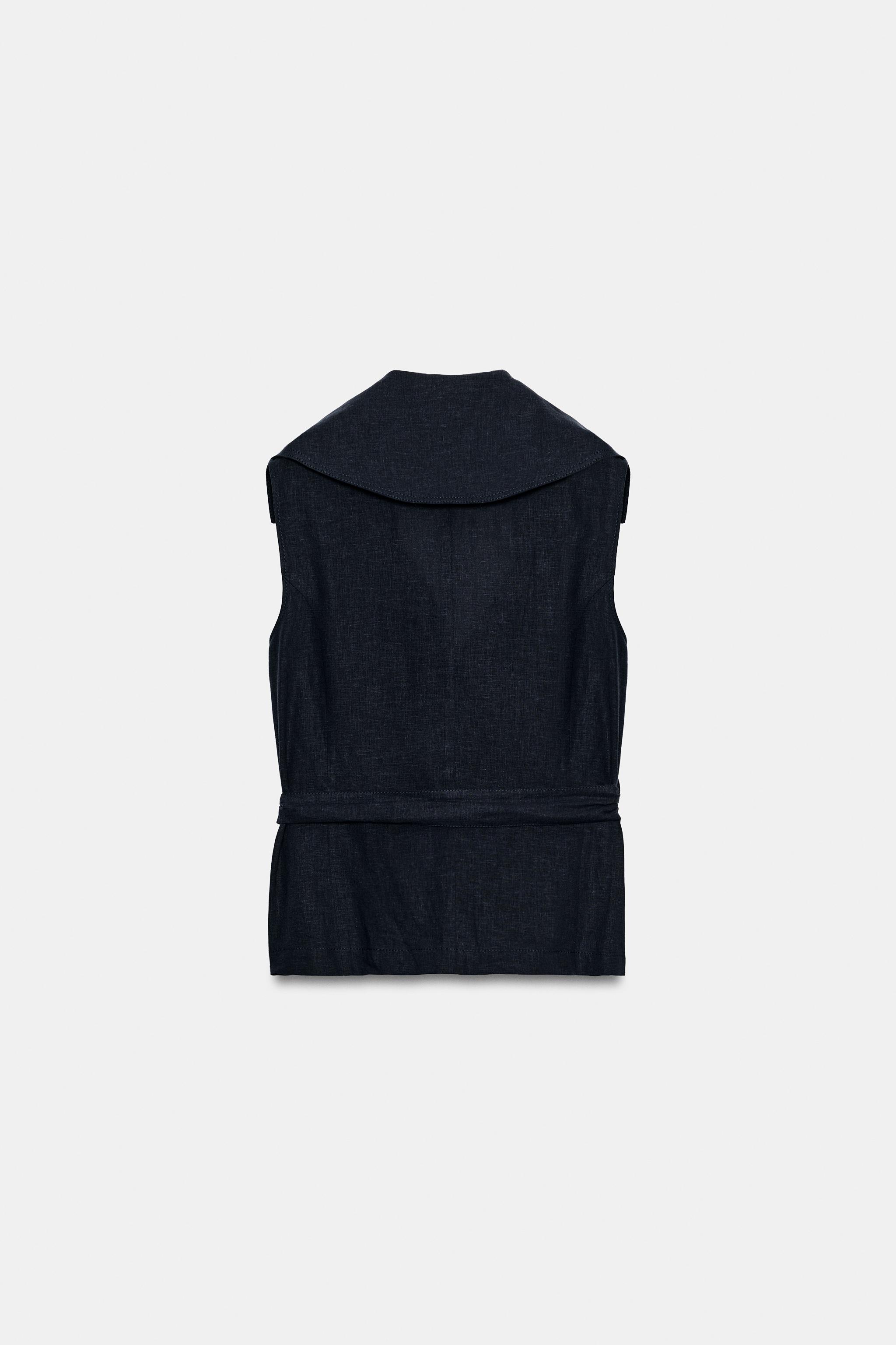 Женские жилеты Zara LINEN BELTED VEST — фото 7