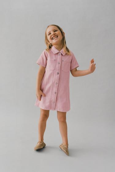 VESTIDO DE SARJA COM BOLSOS - Rosa da Zara